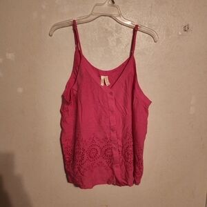 Marisol Pink Eyelet Button Down Rayon Cami Size L NWT